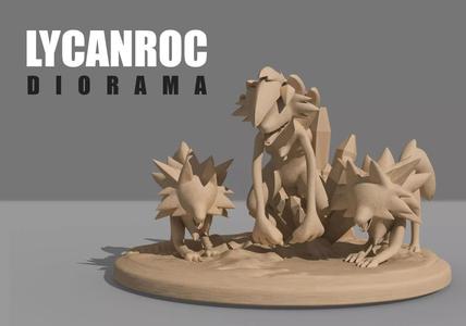 Lycanroc Diorama - Pokemon