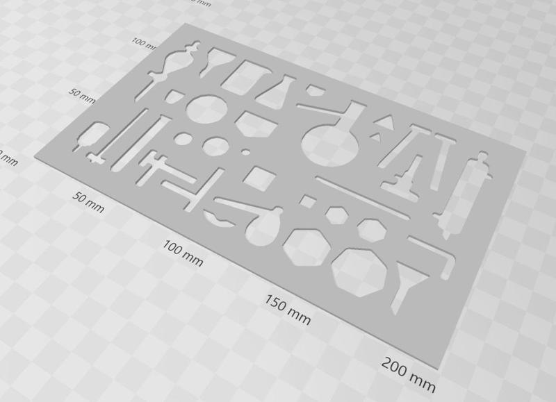Organic chemical engineering laboratory symbol drawing template.