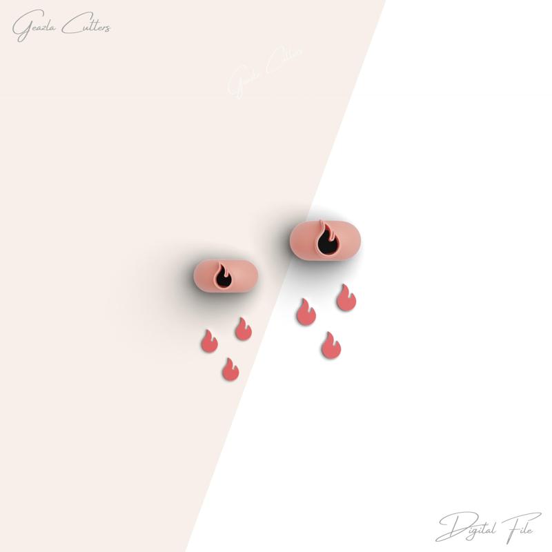 Fire Micro Clay Cutter, Flame Polymer Clay Cutter, Tiny Clay Cutter, 2 Sizes Included, Digital STL File, No: 143