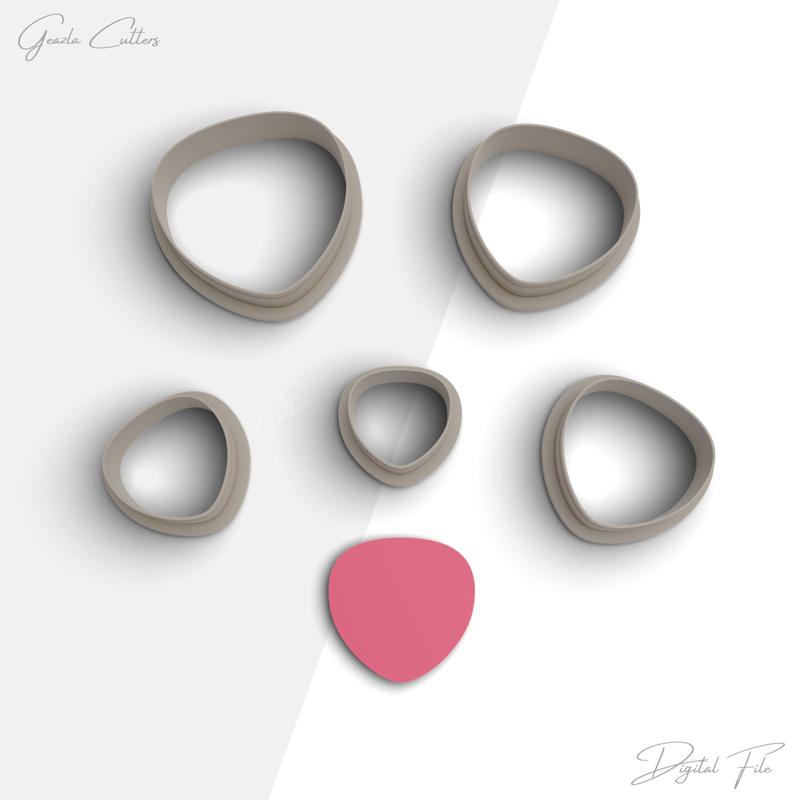 Organic Shape Clay Cutter, Basic Shapes Polymer Clay Cutter, Earring Cutters, 2 Cutter Version, 5 Sizes Included, Digital STL File, No: 818
