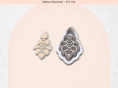 Abstract Earrings Shape 11 Clay Cutter for Polymer Clay | Digital STL File | Clay Tools | 5 Sizes Summer Clay Cutters, 2 Cutter Versions