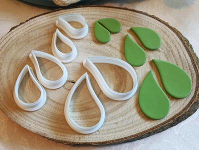 Polymer clay cutters, 3 Sizes Dew shaped, left and right design
