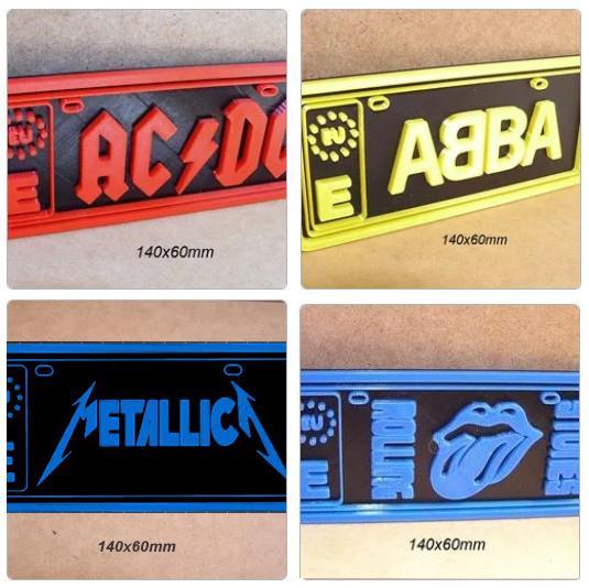 Metallica, acdc, abba, Rolling Stones, set of 4 music bands license plates