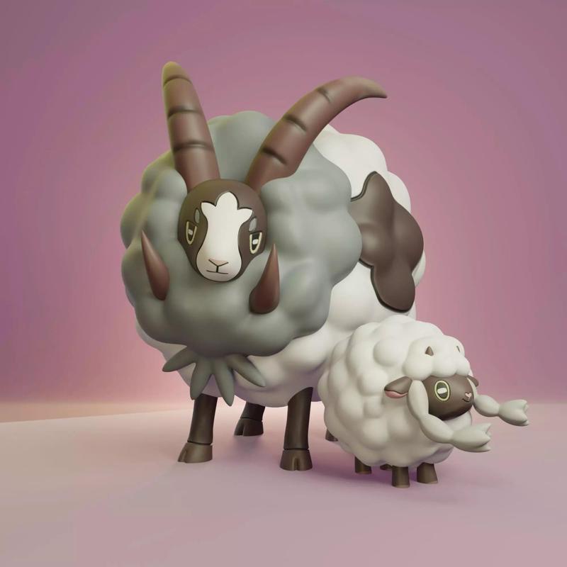 Pokemon - Wooloo and Dubwool with 2 different poses