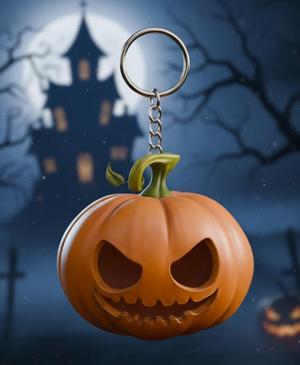 Jack-O-Lantern Keychain - Classic Carved Pumpkin - Halloween - Ready to Print