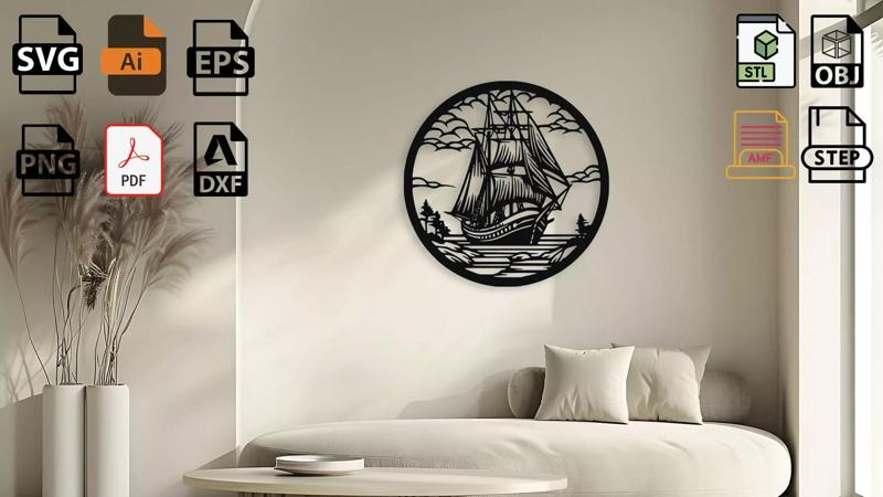 Sailing Ship Wall Decor Medallion