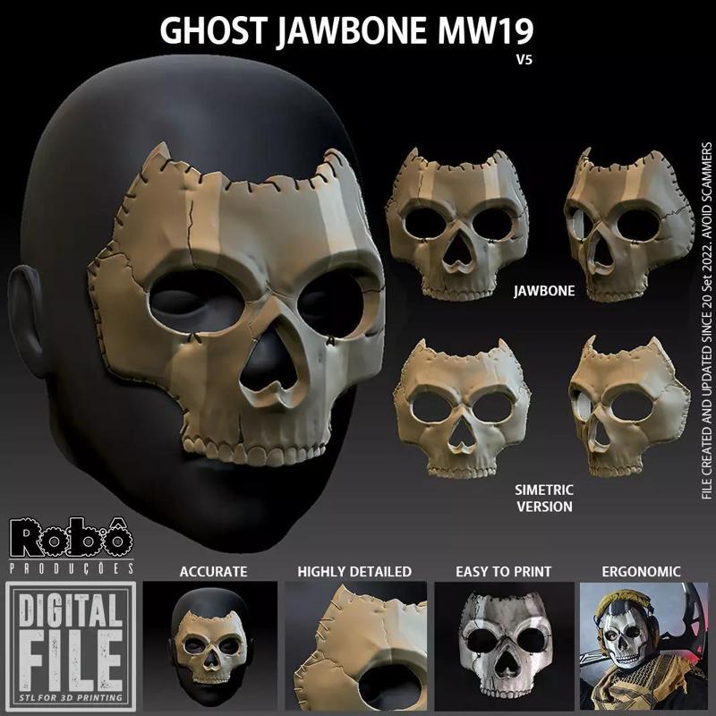 GHOST JAWBONE MW19 MASK CALL OF DUTY - MODERN WARFARE - WARZONE