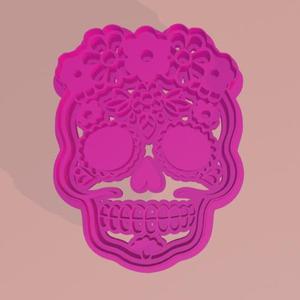 Cortador de galleta catrina con flores, calavera, día de muertos