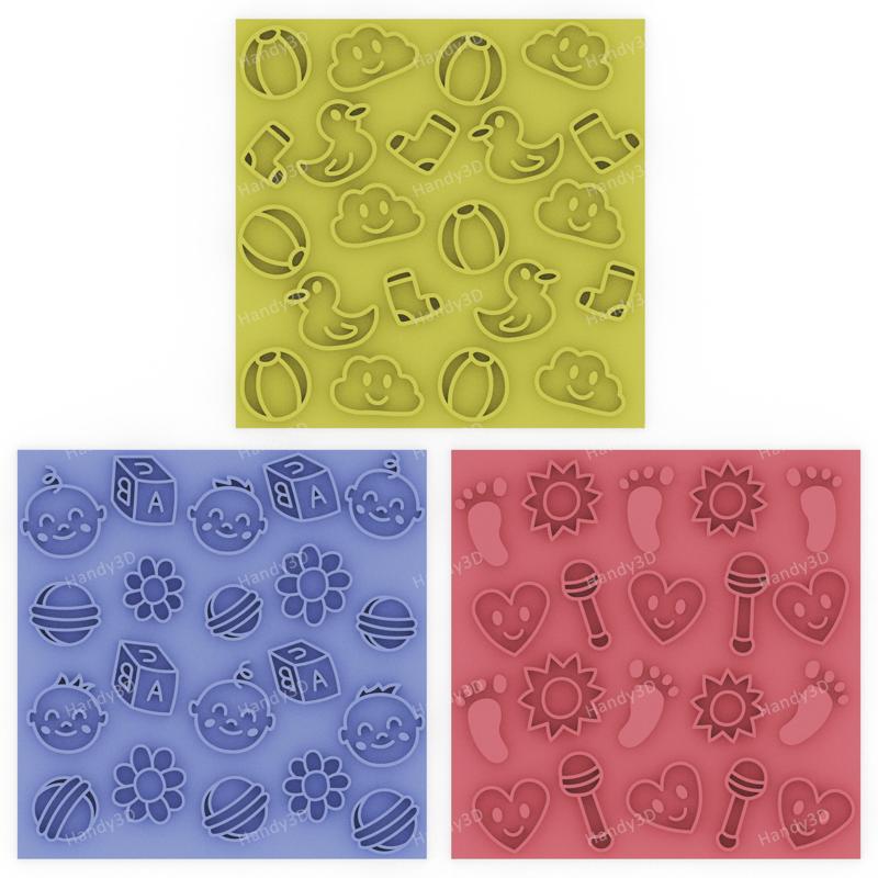 Baby Shower Cookie Texture Set V3- 3 Cute Embosser Designs