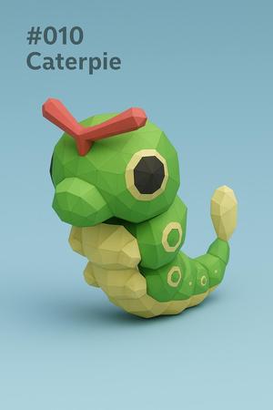 #010 Caterpie – Low Poly Pokémon
