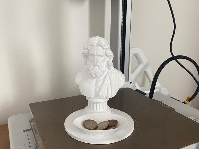 Zeus Bust Coin Tray — Mythology Desk Organizer