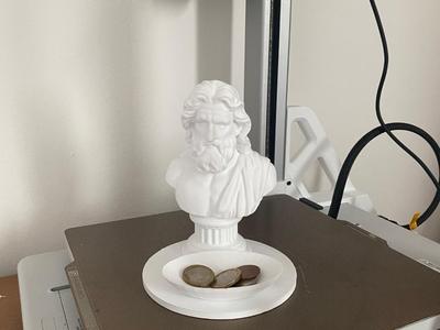 Zeus Bust Coin Tray — Mythology Desk Organizer