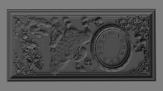 peacock clock stl cnc design