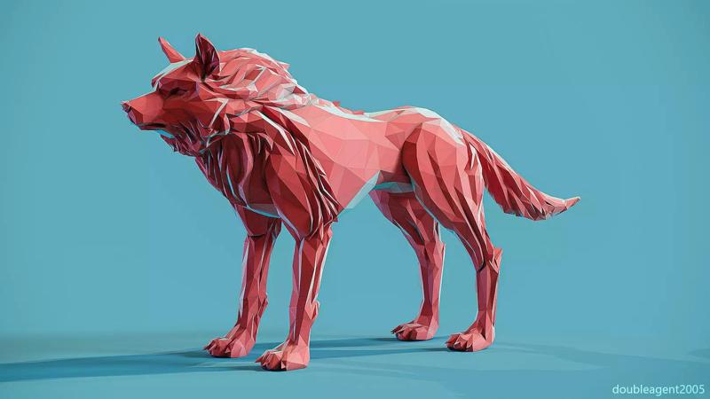 Wolf low poly Papercraft