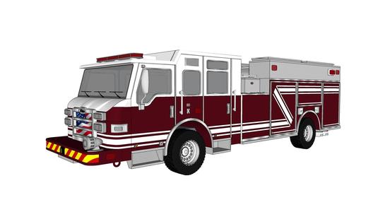Pierce Impel Pumper Fire Truck - SKP DAE OBJ 3D Model