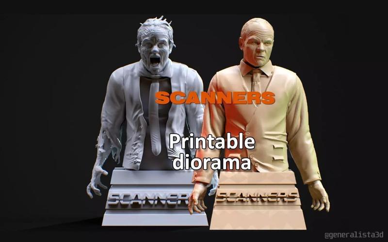 Scanners 1981 Cronenberg diorama printable