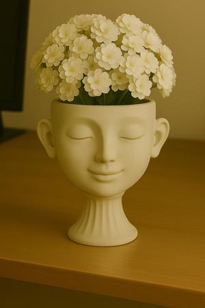 Elegant Face Vase with Classical Pedestal – 3D Printed Decorative Planter