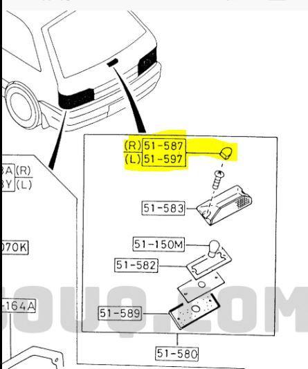 BF Mazda 323 rear brake light mounting screw covers