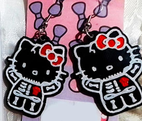 Hello Kitty Skeleton Halloween Earring -Keychain