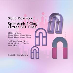 Clay Cutter STL File Split Arch 2- Abstract Earring Digital File Download- 8 sizes & 2 Cutter Versions, cookie cutter