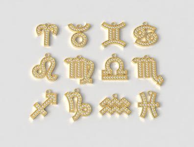 12 Diamond Zodiac Pendants