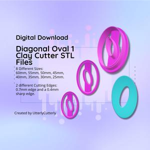 Clay Cutter STL File Organic Oval 1- Earring Digital File Download- 8 sizes & 2 Cutter Versions, cookie cutter