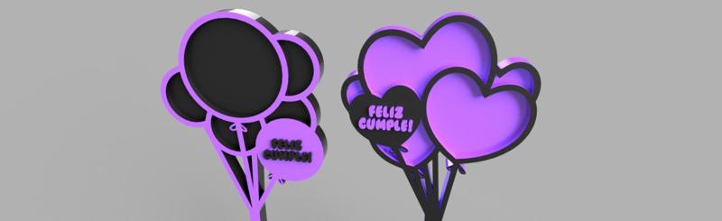 Toppers globos cumpleaños