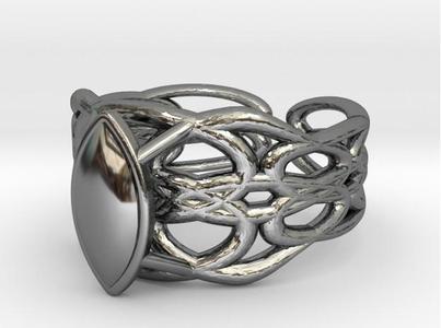 Cylindrical Helix Curve Ring 17.53mm with Marquise Gem