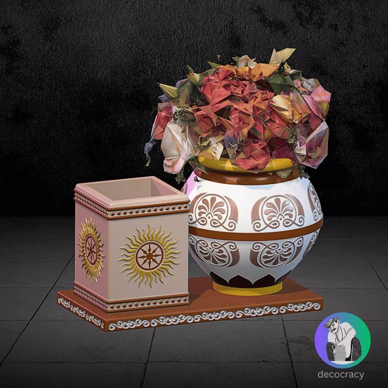 Kalchakra Time Wheel Pen Holder Stand Desk With Flower Vase