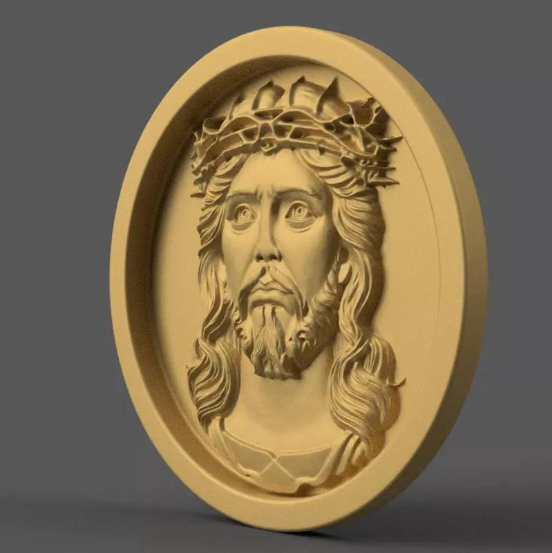 Jesus Christ Crowned Head 3D STL Model for Decoration 1