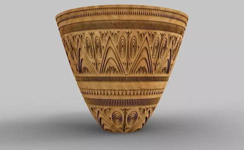 Flowerpot intricately carved wooden vase