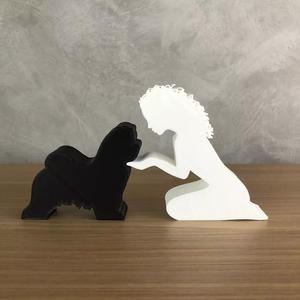 Girl and her Maltese -wavy hair- for 3D printer or laser cut