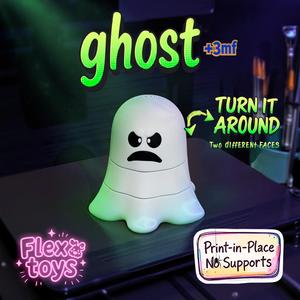 Flexi Ghost Toy – Print-in-Place Rotating Head Figure for Halloween No Supports Needed