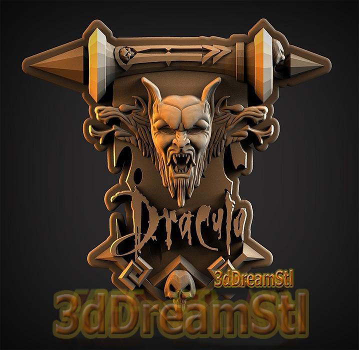 Dracula STL model, CNC router engraver, artcam, aspire, cnc files, wood, art, wall decor, CNC