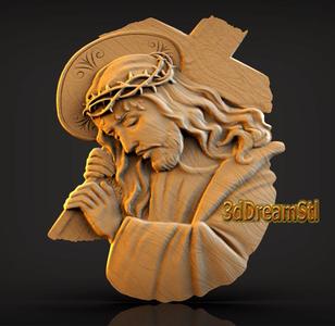 Jesus carrying cross STL model, CNC router engraver, artcam, aspire, CNC files, wood, art, wall decor, CNC