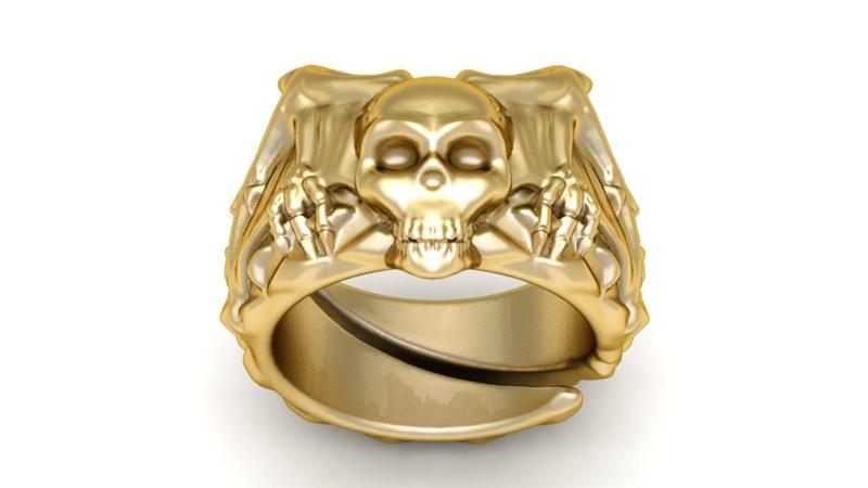 HUMAN SKULL HEAD RING 3D PRINTABLE MODEL