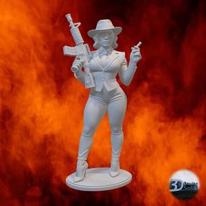 Mafia Woman – Smoking and Holding a Gun 3D Character