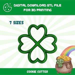 CUTTY CLAY STL Shamrock 4 Leaf Clover Cookie Cutter in 7 Sizes for St. Patrick’s Day, Good Quality Stl File To Download for 3D Printing