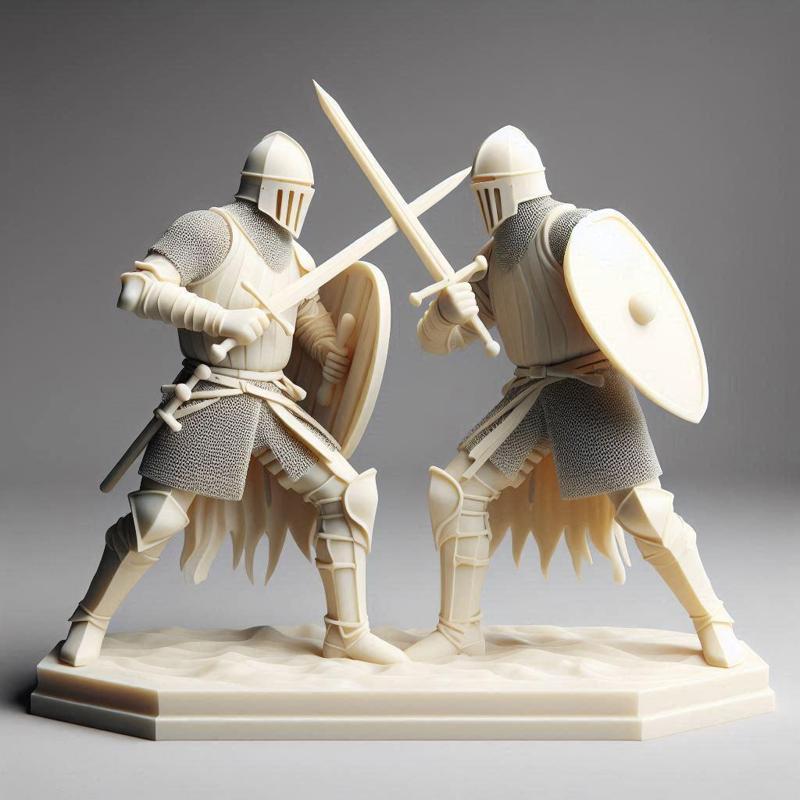 315 Knight Duel - Minimalist Ivory Battle Scene