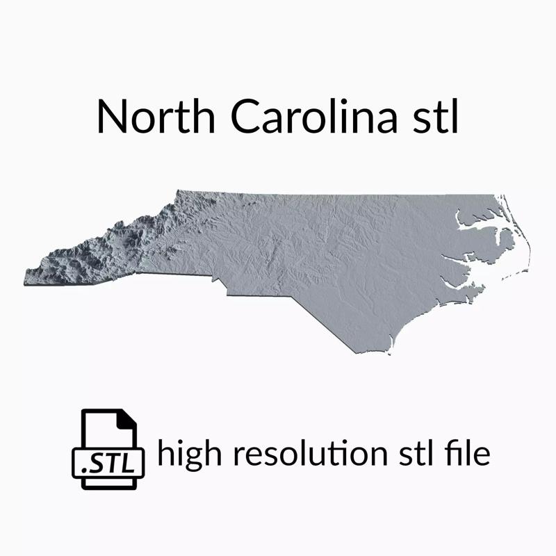 USA State of North Carolina Topographic Map - 3D Terrain Topo