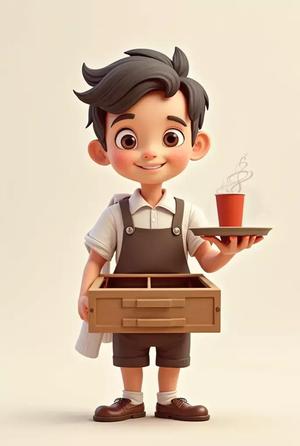 The Cafe Boy with Tray and Storage