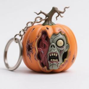 Pumpkin Zombie Keychain