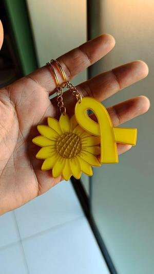 September yellow bow and sunflower key chains