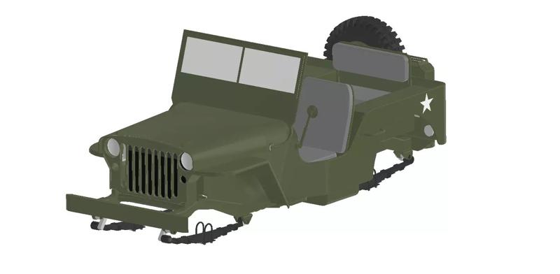 SUV body Jeep Willys scale 1 to 18