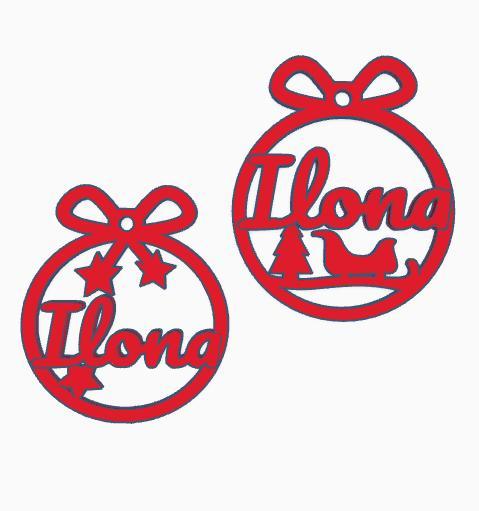 2 x Ilona, Personalized Christmas tree ball