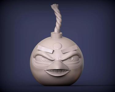 AngryBirds bomb with angry face