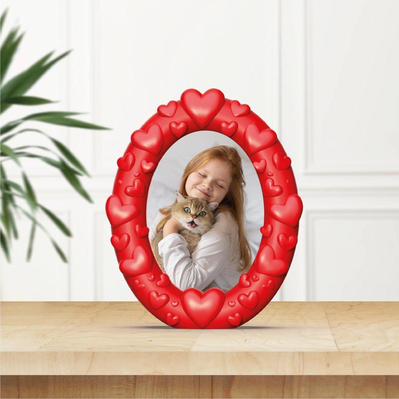 Heart Photo Frame, Valentine’s Day Gift, Love Couple Photo Frame, Anniversary Photo Frame, Ready to Print, 3D STL File Digital Download