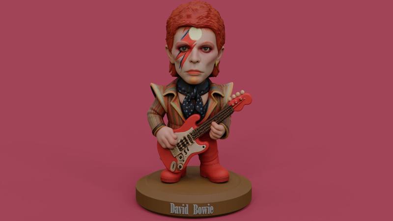 Bowie  Aladdin Sane Chibi fan art figure and keychain