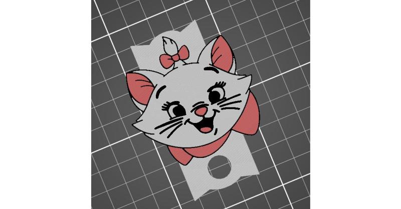 Girl Cat Pink Bow Plate Tag Lid Topper Large Straw Accessory STL 3D Print File 30 or 40 oz Tumbler Multi Layered Multi Color 11mm Straw