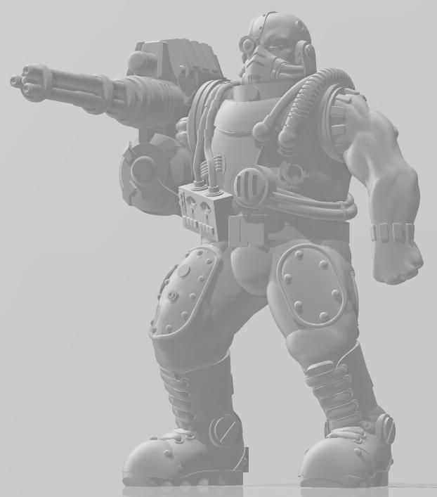scifi 28mm scale British Imperial army Gigantus Cyborg servile, armed with RotaryCannon
